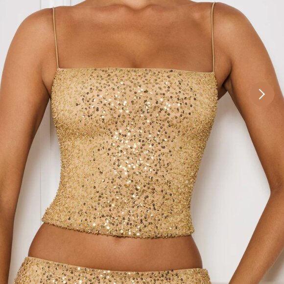 Oh Polly "Meissa" Embellished Sequin Bustier Top – Gold – Size 8 – NWT ✨ - Picture 12 of 12
